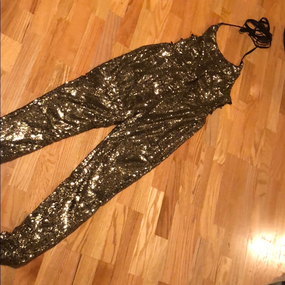 Backless sequin jumpsuit